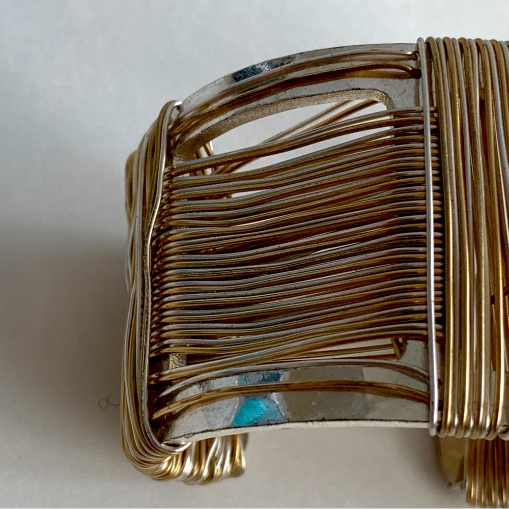 Gold & Silver Bracelet Lot 3 Pieces Cuff Medallion Beaded Wrap - Picture 5 of 17